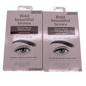 NEW Equate Tinted Brow Styling Gel Medium Brown Style Volumize Lot of 2 Boxes